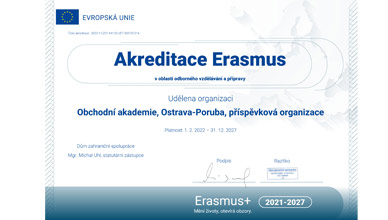 akreditaci Erasmus č. 2023-1-CZ01-KA120-VET-000187214